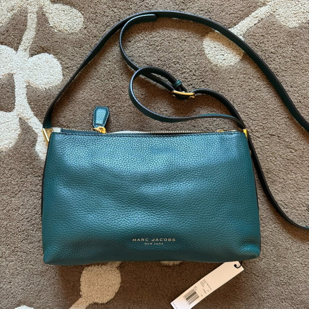marc jacobs leather crossbody clutch bag in forest green